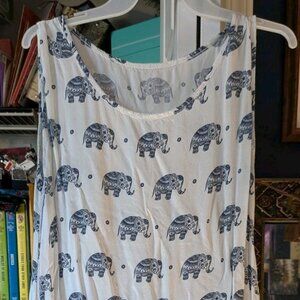 White And Blue Lightweight Elephant Print Dress Size L From Italy